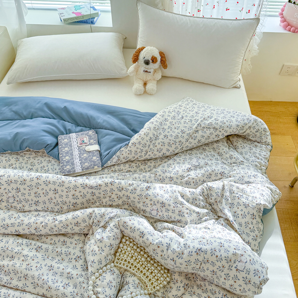 91家纺网 家纺一手货源 找家纺 弗苓家纺 2025新款糯叽叽ins风双层纱水洗棉冬被被子被芯 安妮兔