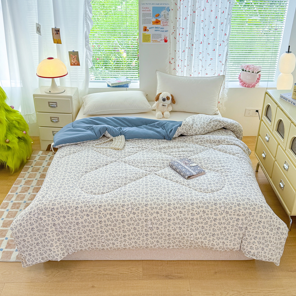 91家纺网 家纺一手货源 找家纺 弗苓家纺 2025新款糯叽叽ins风双层纱水洗棉冬被被子被芯 安妮兔