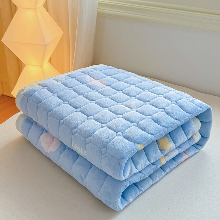 91家纺网 家纺一手货源 找家纺 优品惠 2025新款冬季牛奶绒床垫床褥垫子床护垫加绒床盖学生宿舍上下铺 织梦星月蓝