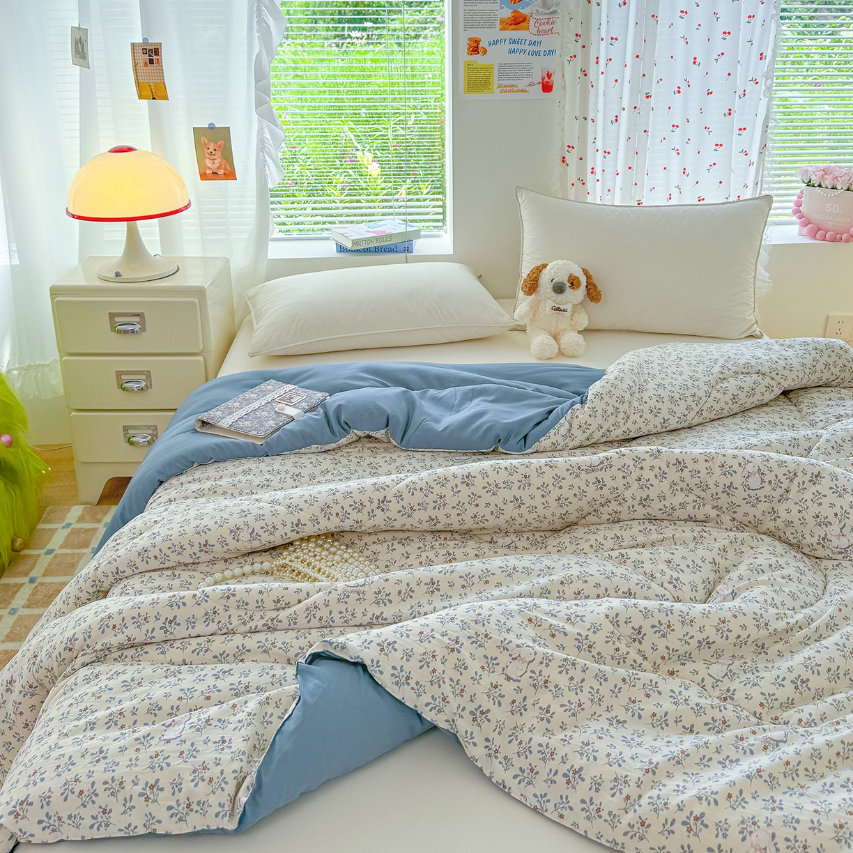 91家纺网 家纺一手货源 找家纺 弗苓家纺 2025新款糯叽叽ins风双层纱水洗棉冬被被子被芯 安妮兔