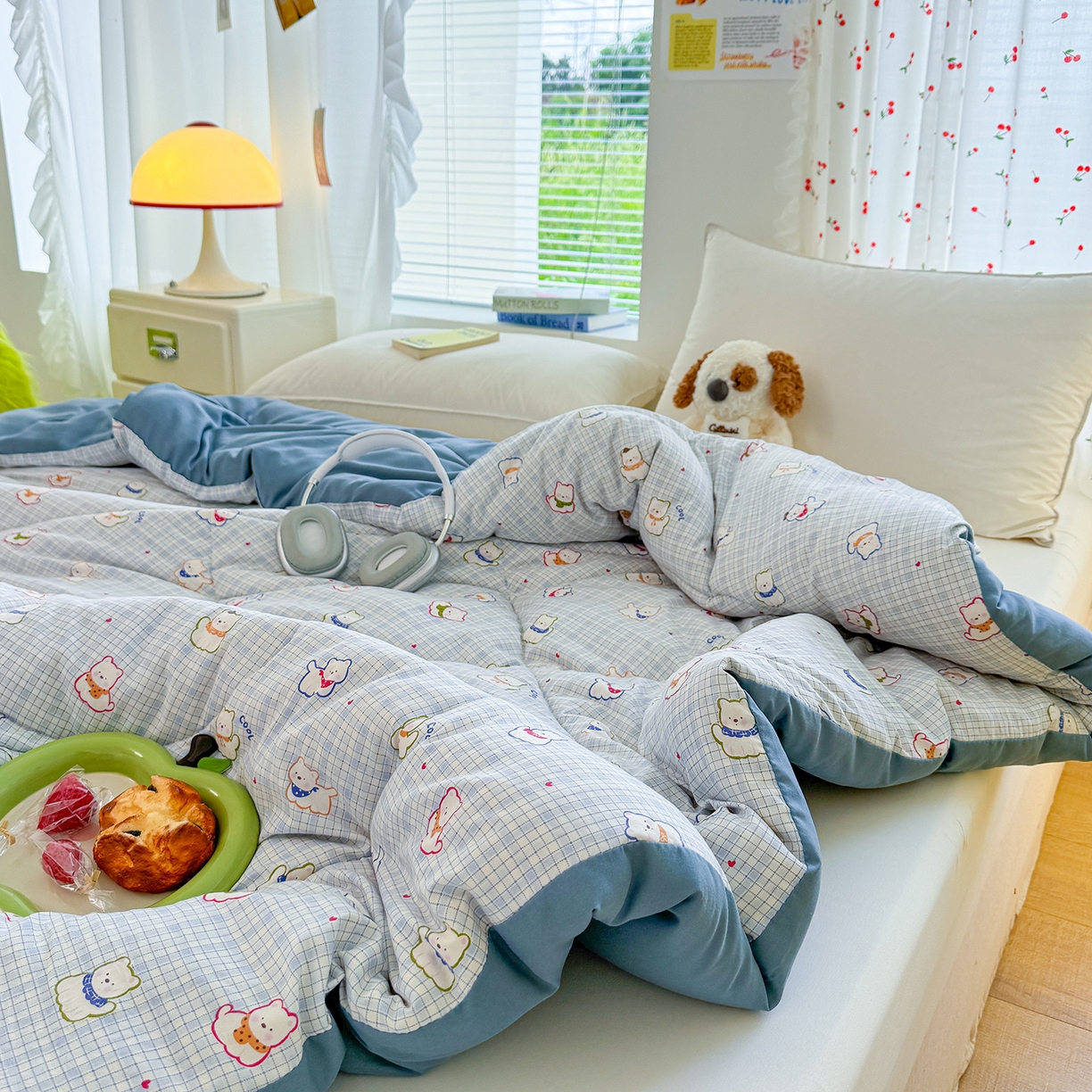 91家纺网 家纺一手货源 找家纺 弗苓家纺 2025新款糯叽叽ins风双层纱水洗棉冬被被子被芯 西高地