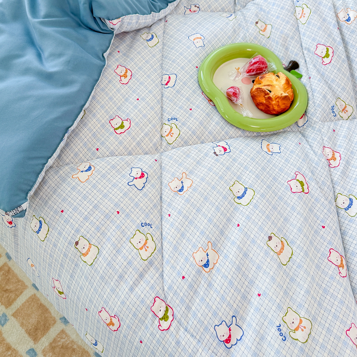 91家纺网 家纺一手货源 找家纺 弗苓家纺 2025新款糯叽叽ins风双层纱水洗棉冬被被子被芯 西高地