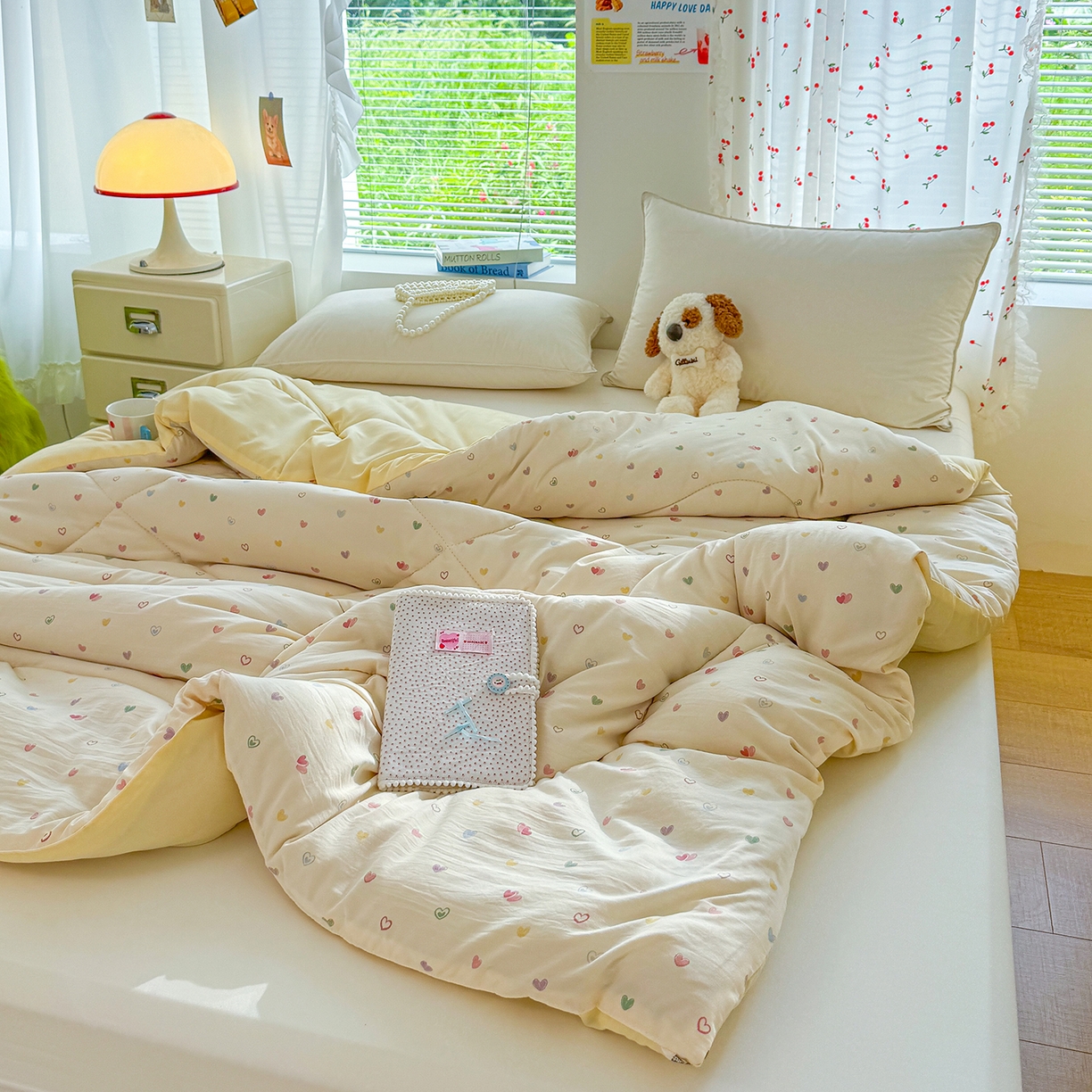 91家纺网 家纺一手货源 找家纺 弗苓家纺 2025新款糯叽叽ins风双层纱水洗棉冬被被子被芯 初恋