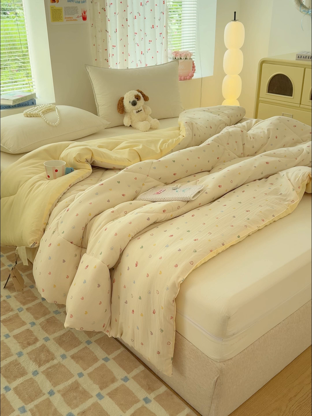 91家纺网 家纺一手货源 找家纺 弗苓家纺 2025新款糯叽叽ins风双层纱水洗棉冬被被子被芯 初恋