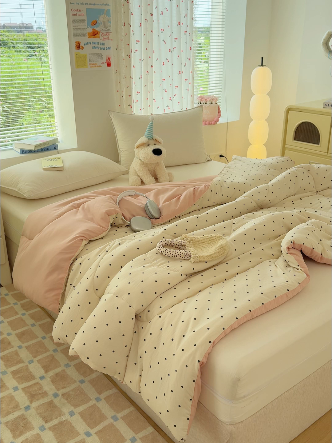 91家纺网 家纺一手货源 找家纺 弗苓家纺 2025新款糯叽叽ins风双层纱水洗棉冬被被子被芯 海盐-米