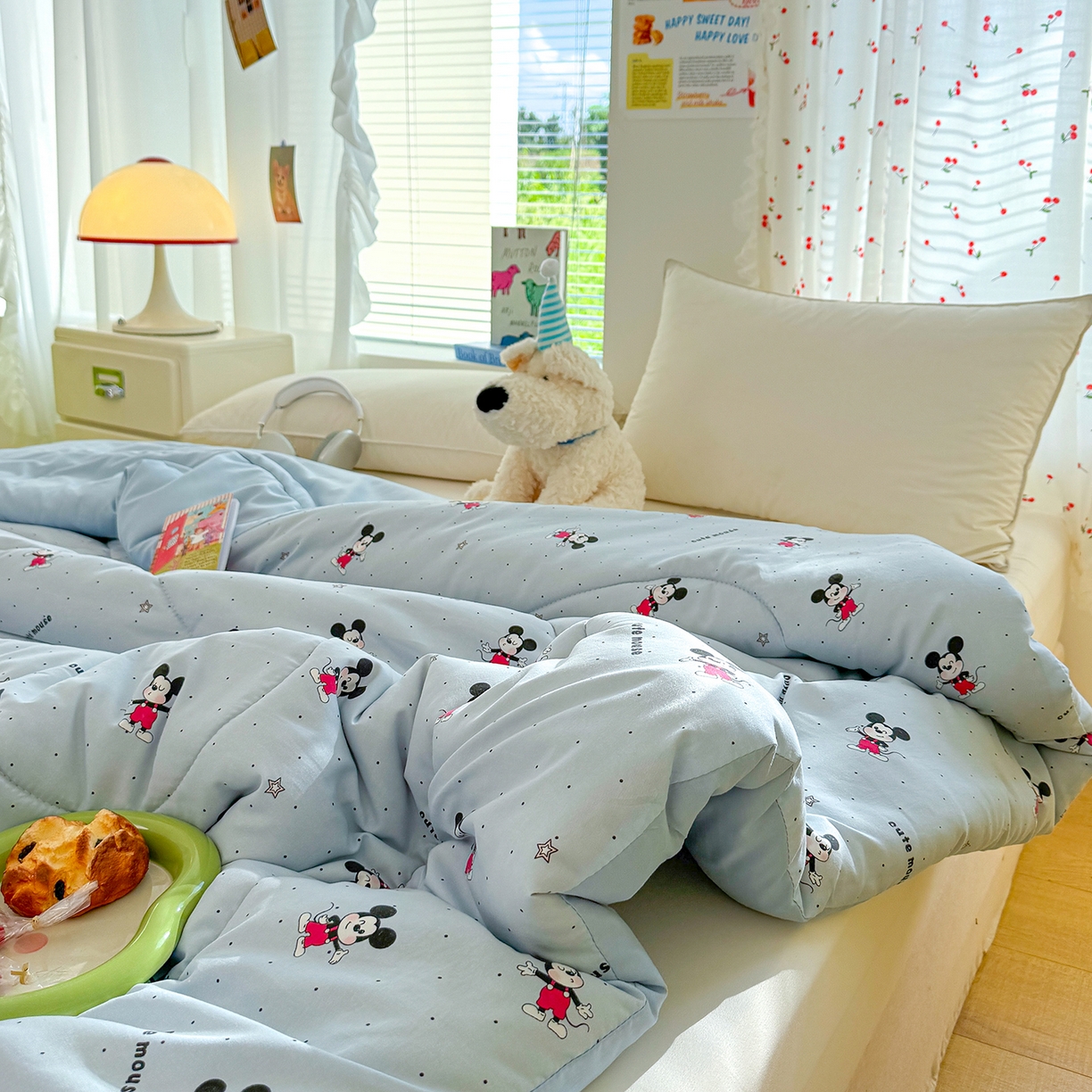 91家纺网 家纺一手货源 找家纺 弗苓家纺 2025新款糯叽叽ins风双层纱水洗棉冬被被子被芯 米奇妙妙