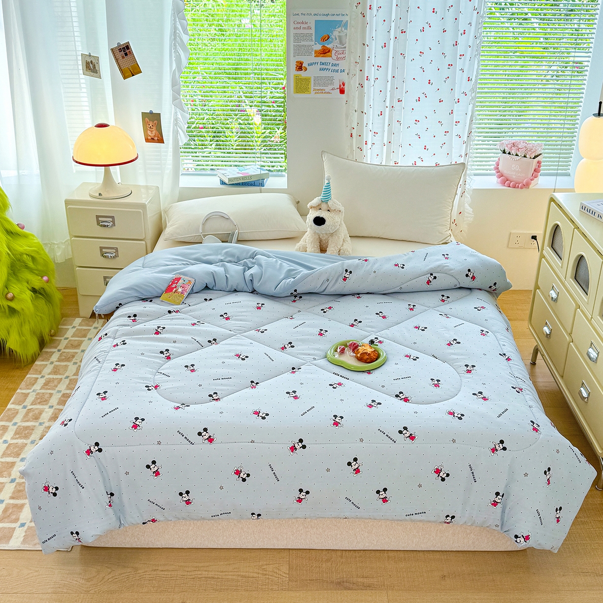 91家纺网 家纺一手货源 找家纺 弗苓家纺 2025新款糯叽叽ins风双层纱水洗棉冬被被子被芯 米奇妙妙