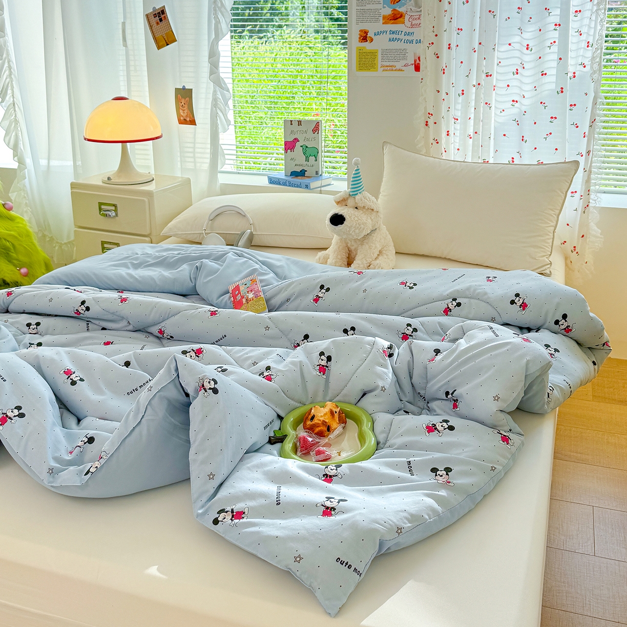 91家纺网 家纺一手货源 找家纺 弗苓家纺 2025新款糯叽叽ins风双层纱水洗棉冬被被子被芯 米奇妙妙