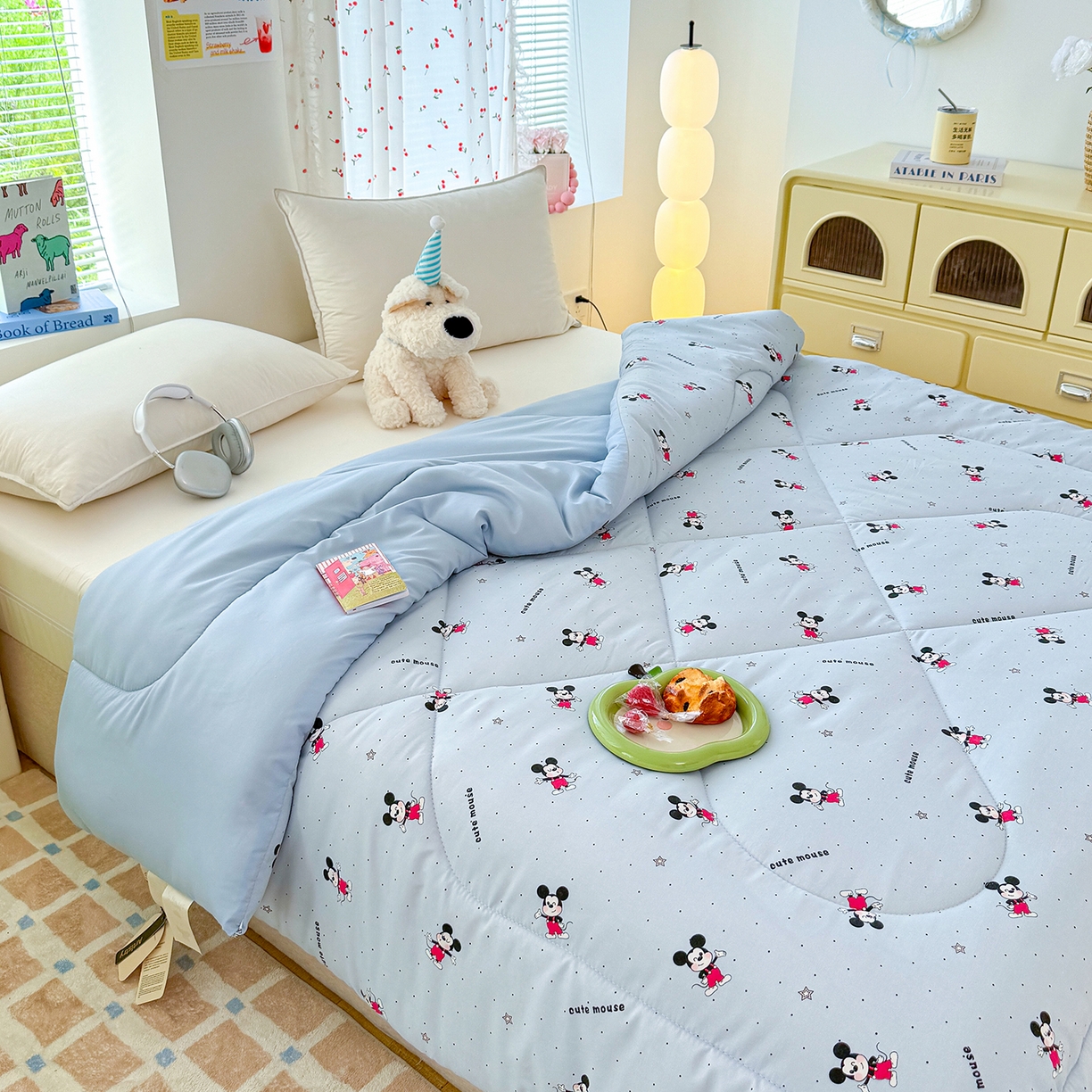 91家纺网 家纺一手货源 找家纺 弗苓家纺 2025新款糯叽叽ins风双层纱水洗棉冬被被子被芯 米奇妙妙