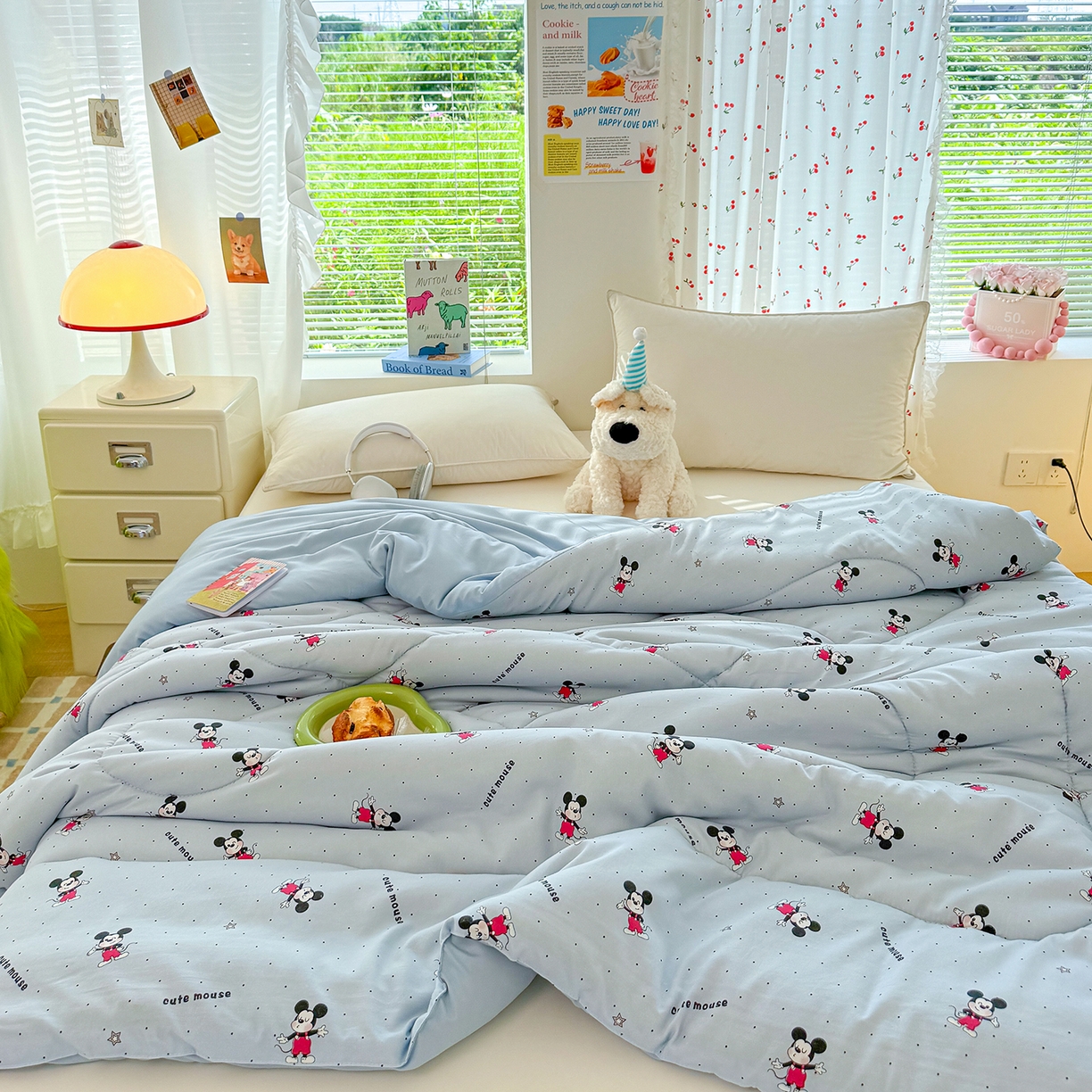 91家纺网 家纺一手货源 找家纺 弗苓家纺 2025新款糯叽叽ins风双层纱水洗棉冬被被子被芯 米奇妙妙