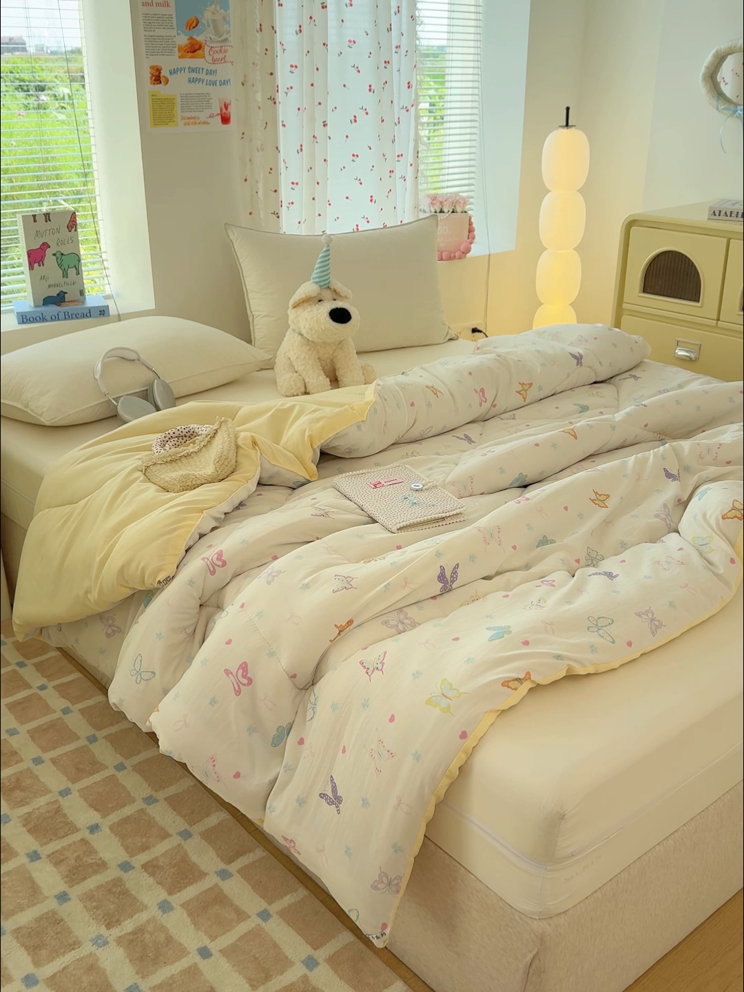 91家纺网 家纺一手货源 找家纺 弗苓家纺 2025新款糯叽叽ins风双层纱水洗棉冬被被子被芯 梦蝶