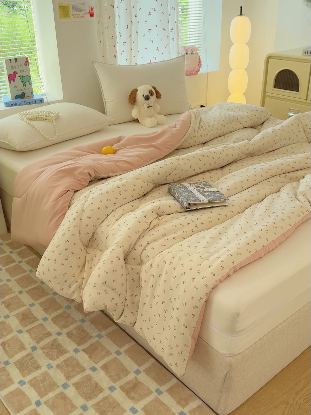 91家纺网 家纺一手货源 找家纺 弗苓家纺 2025新款糯叽叽ins风双层纱水洗棉冬被被子被芯 郁金香