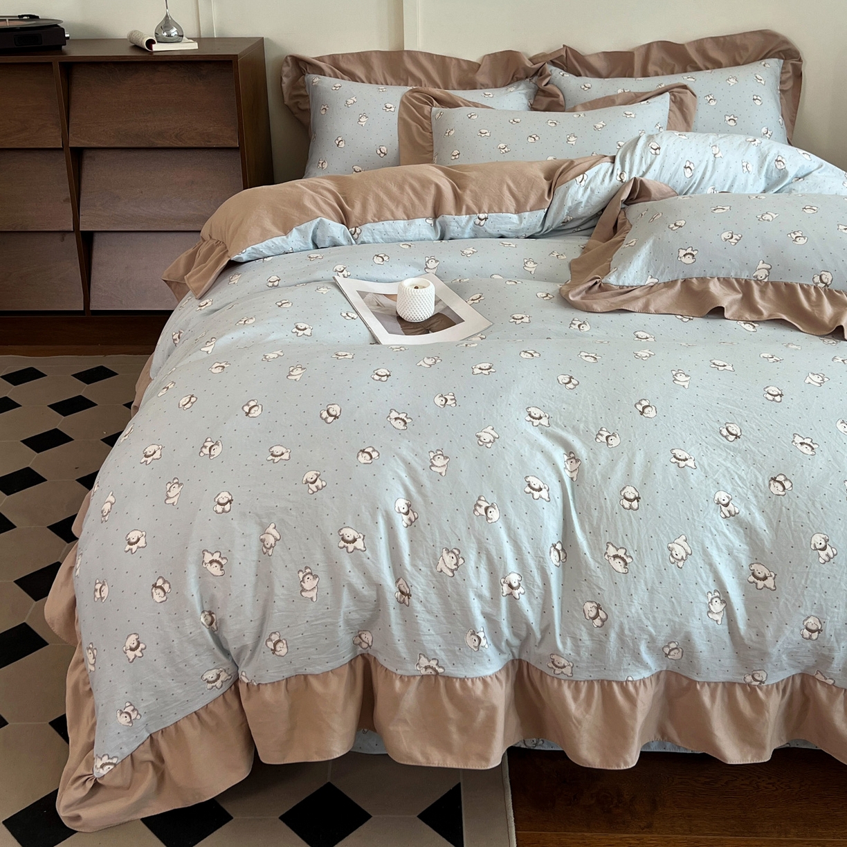 91家纺网 家纺一手货源 找家纺 （总）梦莱斯 2025新款高克重云感棉四件套-花边款