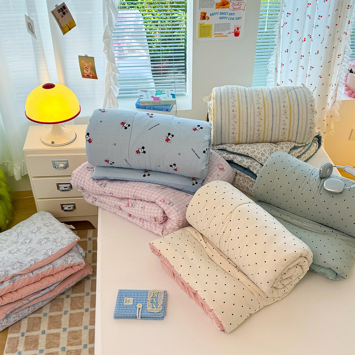 91家纺网 家纺一手货源 找家纺 弗苓家纺 2025新款糯叽叽ins风双层纱水洗棉冬被被子被芯 组合图仅供参考不可下单