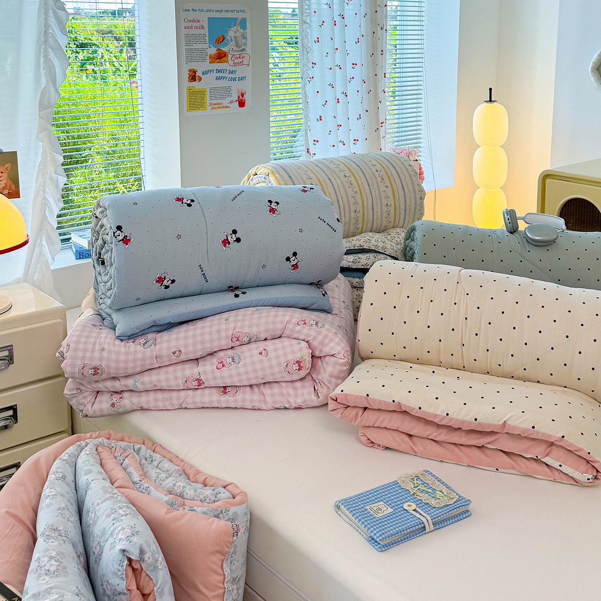 91家纺网 家纺一手货源 找家纺 弗苓家纺 2025新款糯叽叽ins风双层纱水洗棉冬被被子被芯 组合图仅供参考不可下单