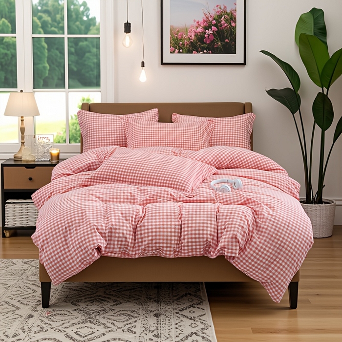 91家纺网 家纺一手货源 找家纺 千姿梦 2025新款全棉水洗棉四件套 英伦桔