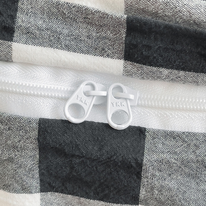 91家纺网 家纺一手货源 找家纺 千姿梦 2025新款全棉水洗棉四件套 黑白中格