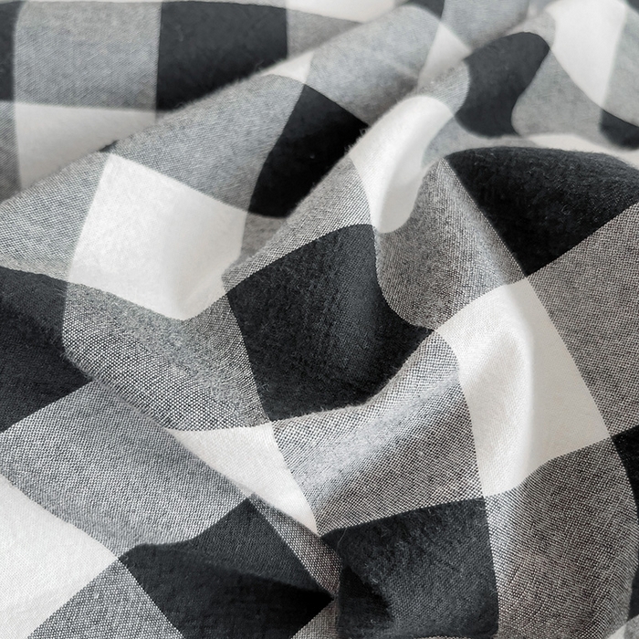 91家纺网 家纺一手货源 找家纺 千姿梦 2025新款全棉水洗棉四件套 黑白中格