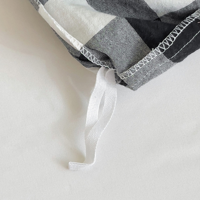 91家纺网 家纺一手货源 找家纺 千姿梦 2025新款全棉水洗棉四件套 黑白中格