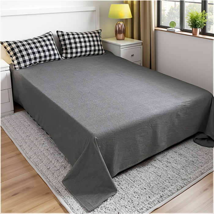 91家纺网 家纺一手货源 找家纺 千姿梦 2025新款全棉水洗棉四件套 黑白中格