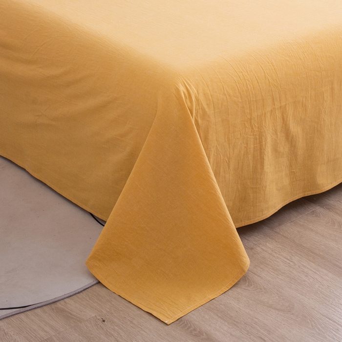 91家纺网 家纺一手货源 找家纺 千姿梦 2025新款全棉水洗棉四件套 姜黄