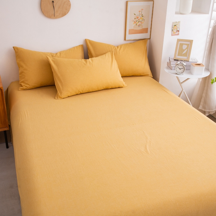 91家纺网 家纺一手货源 找家纺 千姿梦 2025新款全棉水洗棉四件套 姜黄