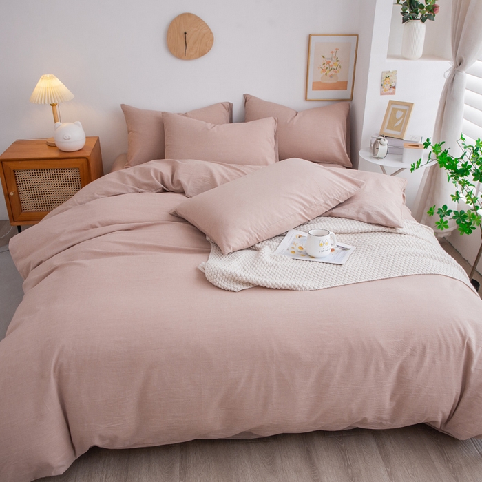 91家纺网 家纺一手货源 找家纺 千姿梦 2025新款全棉水洗棉四件套 卡其