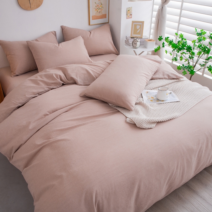 91家纺网 家纺一手货源 找家纺 千姿梦 2025新款全棉水洗棉四件套 卡其