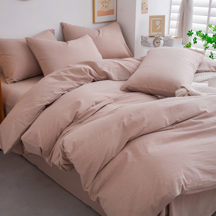 91家纺网 家纺一手货源 找家纺 千姿梦 2025新款全棉水洗棉四件套 卡其