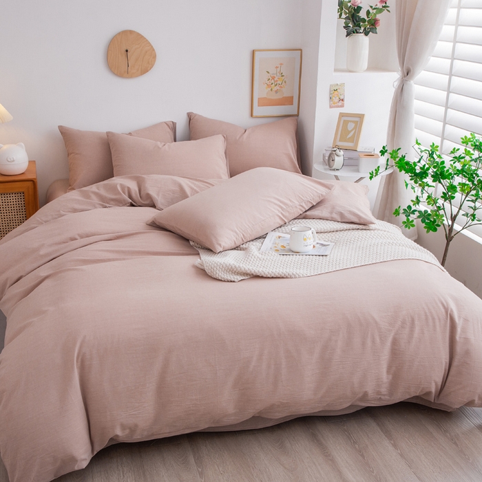 91家纺网 家纺一手货源 找家纺 千姿梦 2025新款全棉水洗棉四件套 卡其