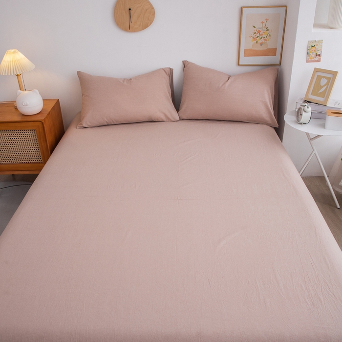 91家纺网 家纺一手货源 找家纺 千姿梦 2025新款全棉水洗棉四件套 卡其