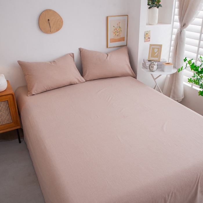 91家纺网 家纺一手货源 找家纺 千姿梦 2025新款全棉水洗棉四件套 卡其