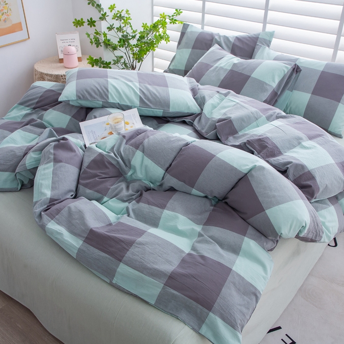 91家纺网 家纺一手货源 找家纺 千姿梦 2025新款全棉水洗棉四件套 灵动-绿