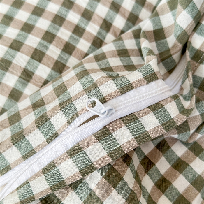 91家纺网 家纺一手货源 找家纺 千姿梦 2025新款全棉水洗棉四件套 绿小格