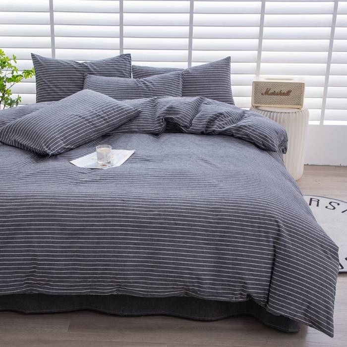 91家纺网 家纺一手货源 找家纺 千姿梦 2025新款全棉水洗棉四件套 拿铁-深灰