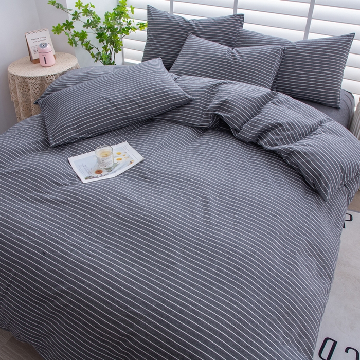 91家纺网 家纺一手货源 找家纺 千姿梦 2025新款全棉水洗棉四件套 拿铁-深灰