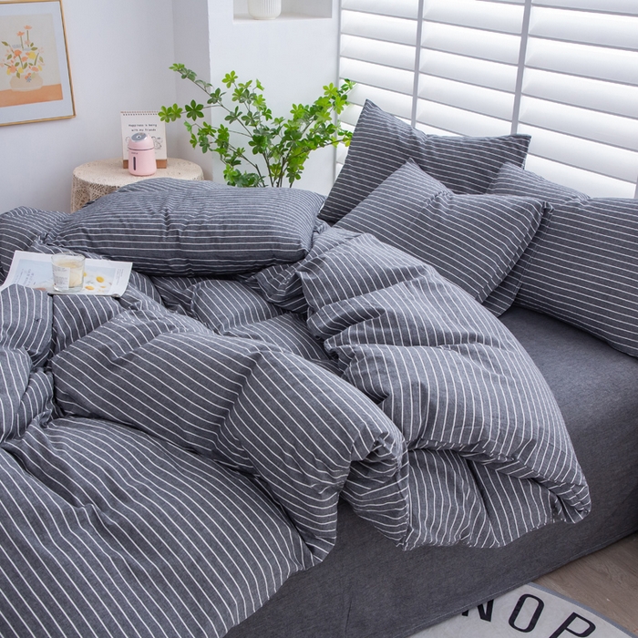 91家纺网 家纺一手货源 找家纺 千姿梦 2025新款全棉水洗棉四件套 拿铁-深灰