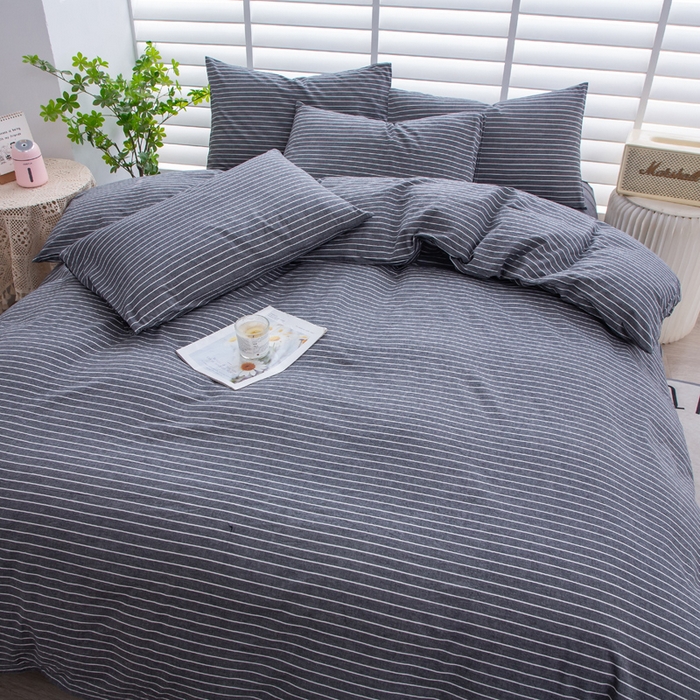 91家纺网 家纺一手货源 找家纺 千姿梦 2025新款全棉水洗棉四件套 拿铁-深灰