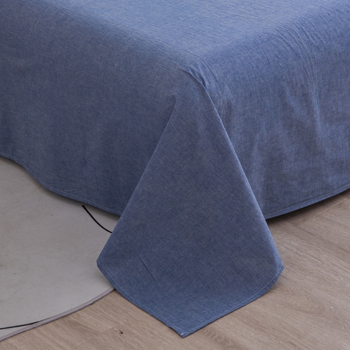 91家纺网 家纺一手货源 找家纺 千姿梦 2025新款全棉水洗棉四件套 牛仔蓝