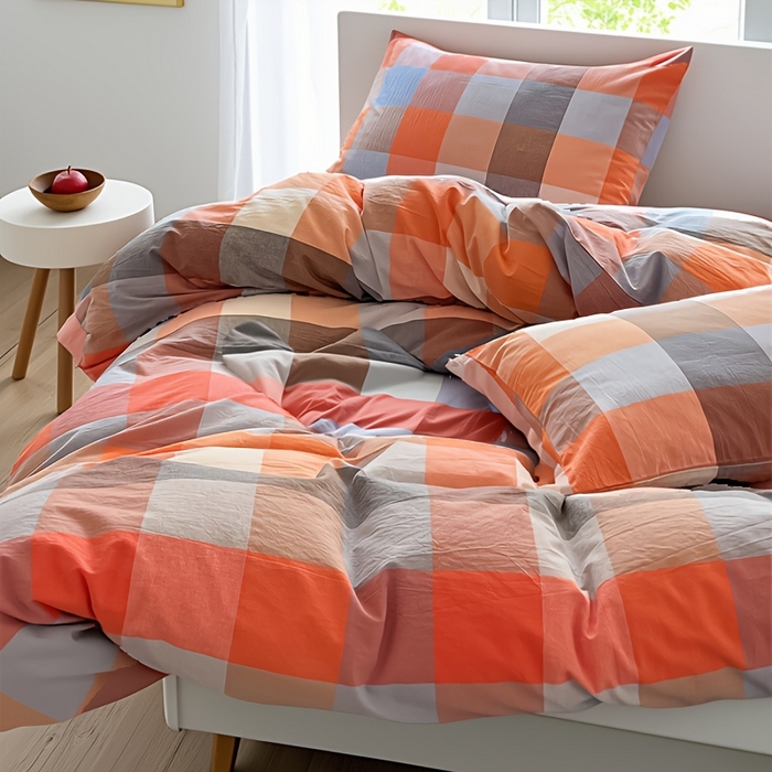 91家纺网 家纺一手货源 找家纺 千姿梦 2025新款全棉水洗棉四件套 英伦桔