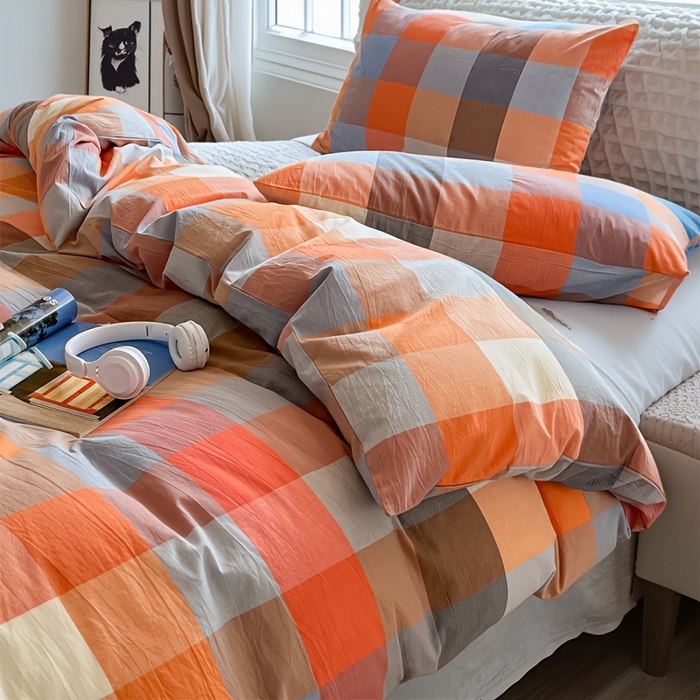 91家纺网 家纺一手货源 找家纺 千姿梦 2025新款全棉水洗棉四件套 英伦桔