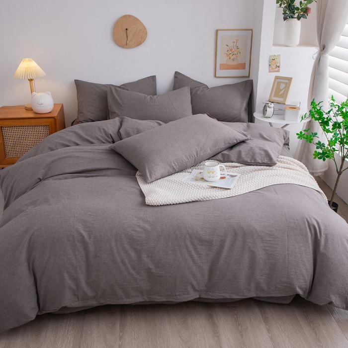 91家纺网 家纺一手货源 找家纺 千姿梦 2025新款全棉水洗棉四件套 珍珠灰