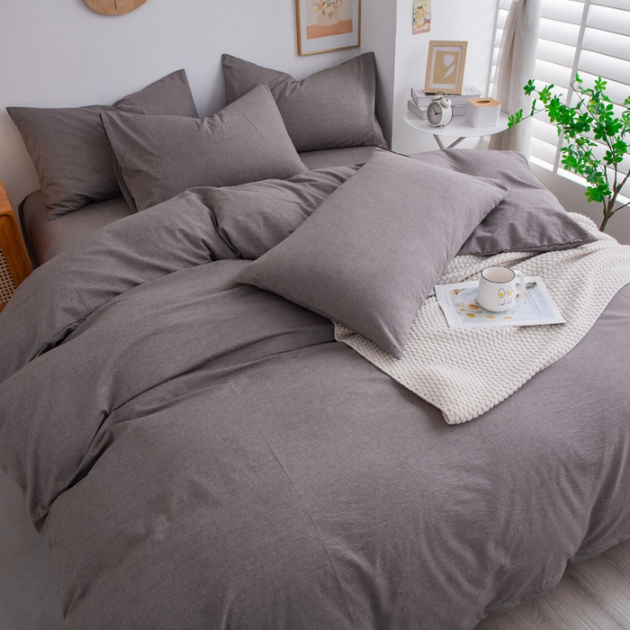 91家纺网 家纺一手货源 找家纺 千姿梦 2025新款全棉水洗棉四件套 珍珠灰