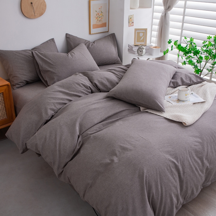 91家纺网 家纺一手货源 找家纺 千姿梦 2025新款全棉水洗棉四件套 珍珠灰