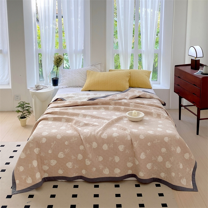 ME/ERA HOME寐时代 2025新款a类全棉三层纱多功能毛巾被盖毯床单夏被 甜心草莓-咖