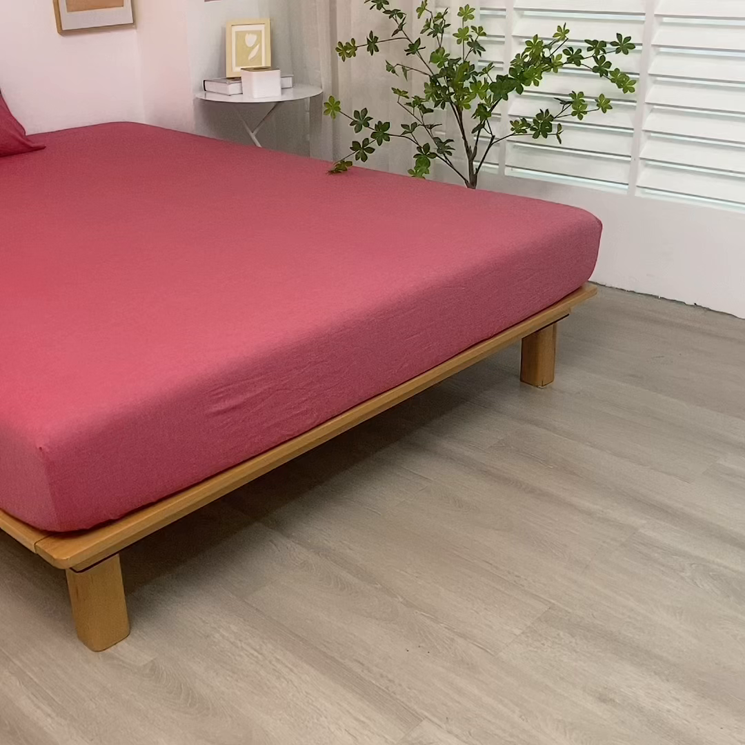 91家纺网 家纺一手货源 找家纺 千姿梦 2025新款全棉水洗棉四件套 西瓜红