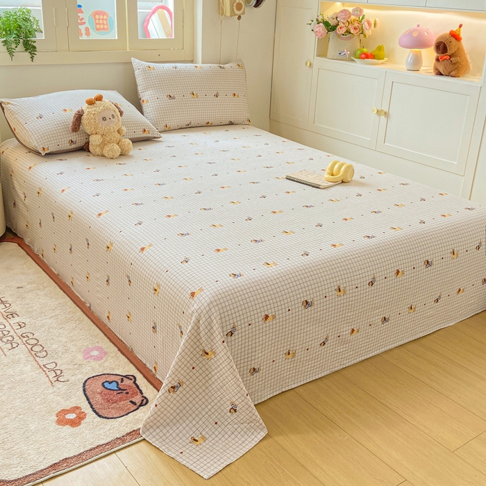 91家纺网 家纺一手货源 找家纺 （总）夜笙家纺 2025新款110克水洗棉双层纱单床单系列