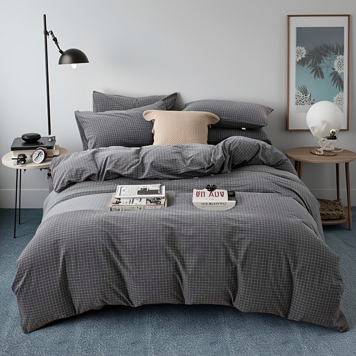 千姿梦 2025新款全棉水洗棉四件套 小灰格