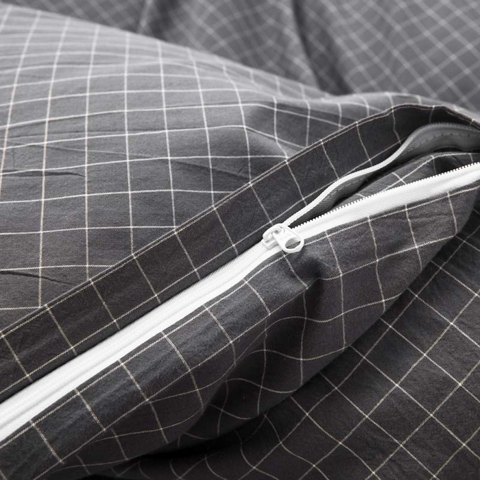 91家纺网 家纺一手货源 找家纺 千姿梦 2025新款全棉水洗棉四件套 小灰格