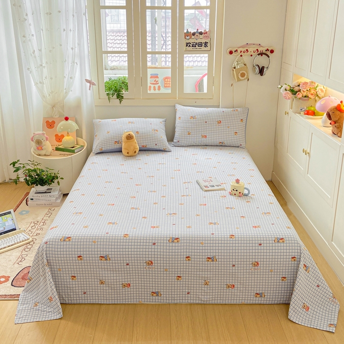 91家纺网 家纺一手货源 找家纺 （总）夜笙家纺 2025新款110克水洗棉双层纱单床单系列